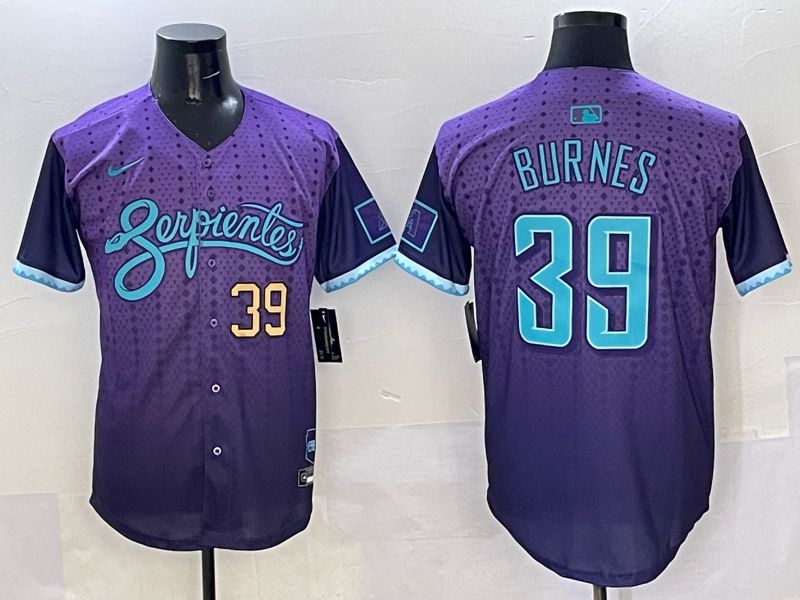 Men Arizona Diamondback 39 Burnes Purple Joint Name 2025 Nike MLB Jersey style 6